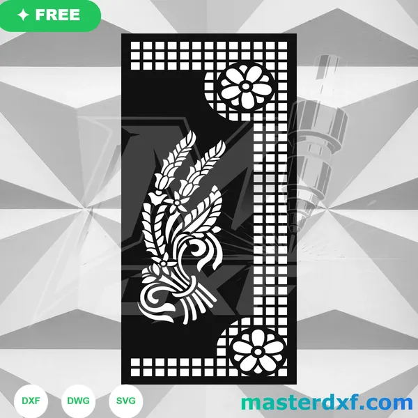 Wheat Sheaf and Daisy Corner Free DXF Panel DXF File